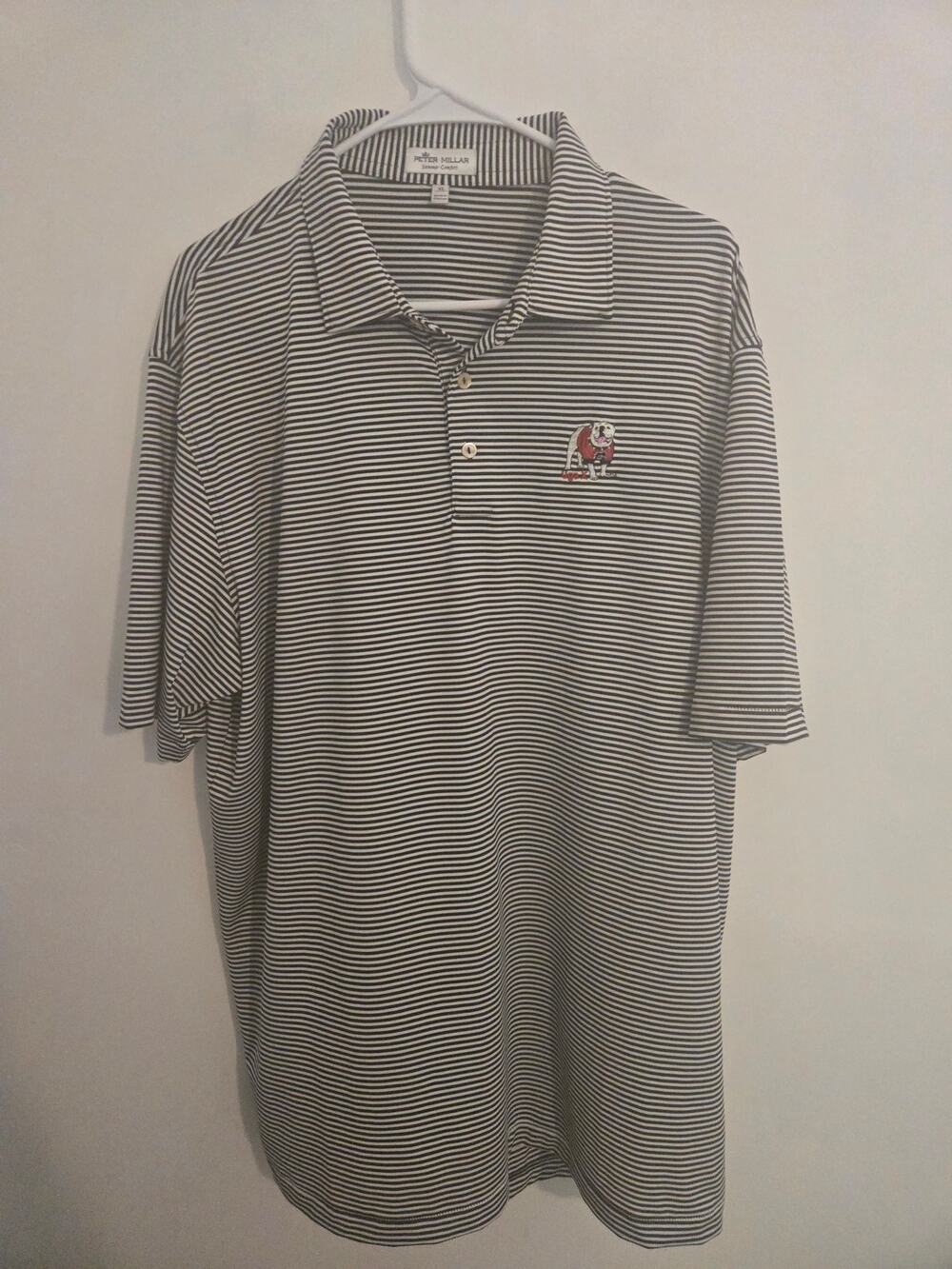 PETER MILLAR SUMMER COMFORT GEORGIA BULLDOGS UGA X STRIPED POLO SHIRT SZ XL